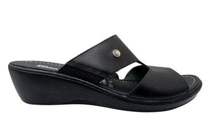 Sandalia Rómulo en Cuero Negro con Tacón Bajo para Mujer — Ref. 5134