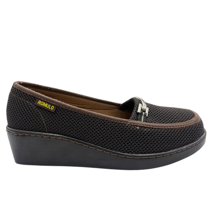 Zapato Rómulo en Textil Café para Mujer — Ref. 3016