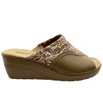 Sandalia Rómulo de Tacón Combinado Café para Mujer — Ref. 7101