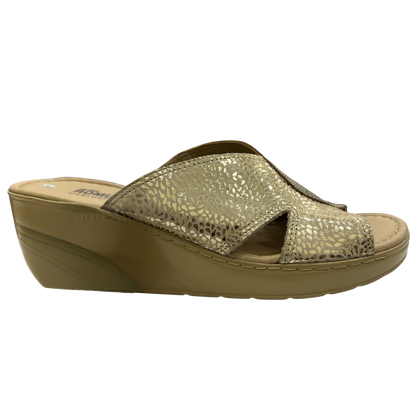 Sandalia Rómulo en Cuero Dorado para Mujer — Ref. 5407