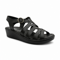 Sandalia Rómulo en Cuero Negro con Plataforma para Mujer — Ref. 1060