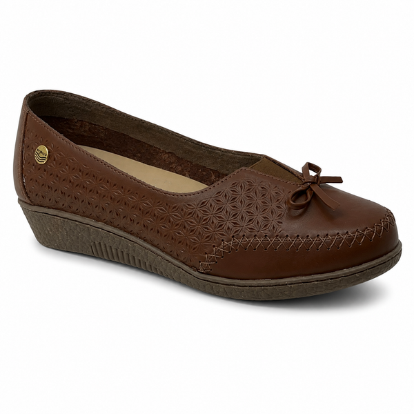 Baleta Rómulo en Cuero para Mujer — Ref. 3740 — Miel Castaño