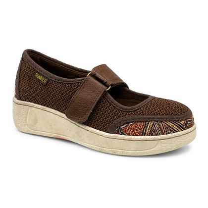 Zapato Rómulo en Textil Nut y Tule para Mujer — Ref. 3889