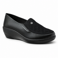 Mocasín Rómulo Cuero y Textil Negro para Mujer — Ref. 3632
