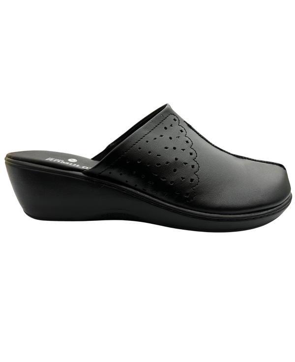 Sueco Rómulo en Cuero Negro Negro para mujer