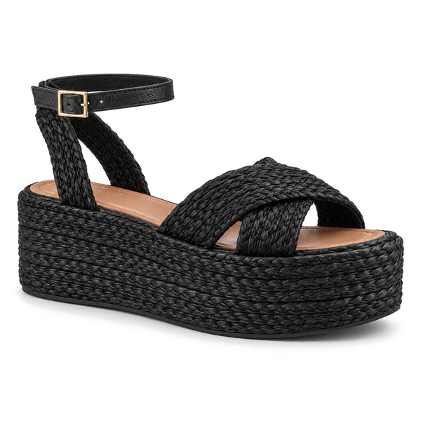 Sandalia de Plataforma en Yute para Mujer – Negro