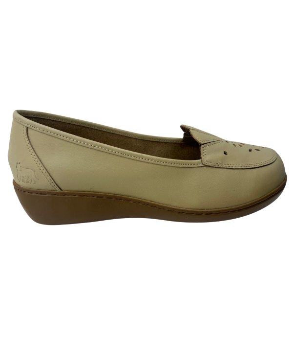 Mocasín Rómulo en Cuero Beige Beige para mujer