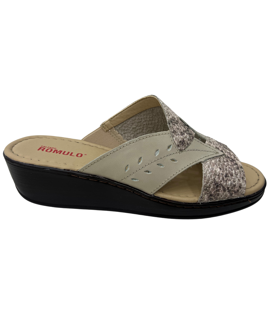 Sandalia Rómulo Plana Beige para mujer