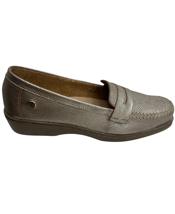 Mocasín Rómulo en Cuero Peltre para mujer