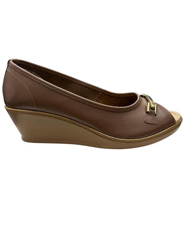 Zapato Rómulo de Cuña en Cuero Miel para mujer
