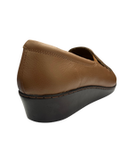 Mocasín Rómulo de Cuña Acolchado en Cuero Miel para Mujer 3690