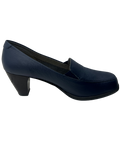 Zapato de Tacón Rómulo tipo Mocasín en Cuero Azul para Mujer 4446