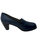 Zapato de Tacón Rómulo tipo Mocasín en Cuero Azul para Mujer 4446