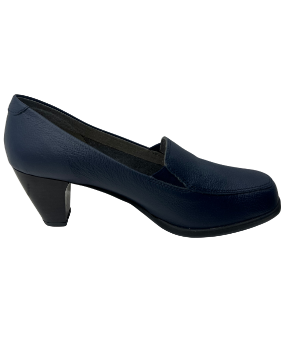 Zapato de Tacón Rómulo tipo Mocasín en Cuero Azul para Mujer 4446