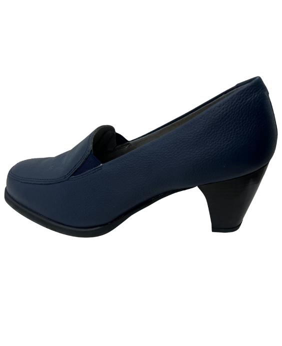 Zapato de Tacón Rómulo tipo Mocasín en Cuero Azul para Mujer 4446