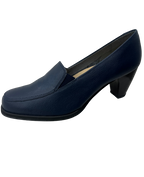 Zapato de Tacón Rómulo tipo Mocasín en Cuero Azul para Mujer 4446