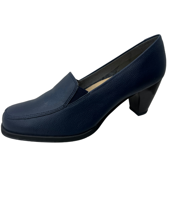 Zapato de Tacón Rómulo tipo Mocasín en Cuero Azul para Mujer 4446