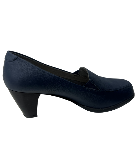 Zapato de Tacón Rómulo tipo Mocasín en Cuero Azul para Mujer 4446