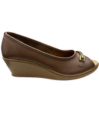 Zapato de Cuña Despuntado Rómulo en Cuero Miel para Mujer 5943