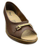 Zapato de Cuña Despuntado Rómulo en Cuero Miel para Mujer 5943