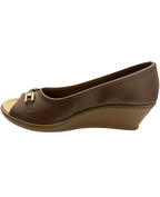 Zapato de Cuña Despuntado Rómulo en Cuero Miel para Mujer 5943