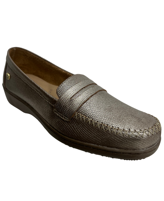 Mocasín Rómulo en Cuero Color Peltre para Mujer 3746