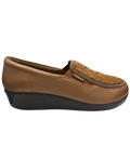 Mocasín Rómulo de Cuña Acolchado en Cuero Miel para Mujer 3690