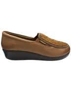 Mocasín Rómulo de Cuña Acolchado en Cuero Miel para Mujer 3690