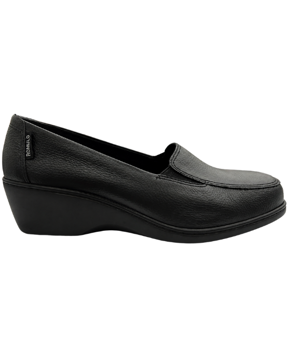 Zapato Rómulo Confort en Cuero Negro Negro para mujer