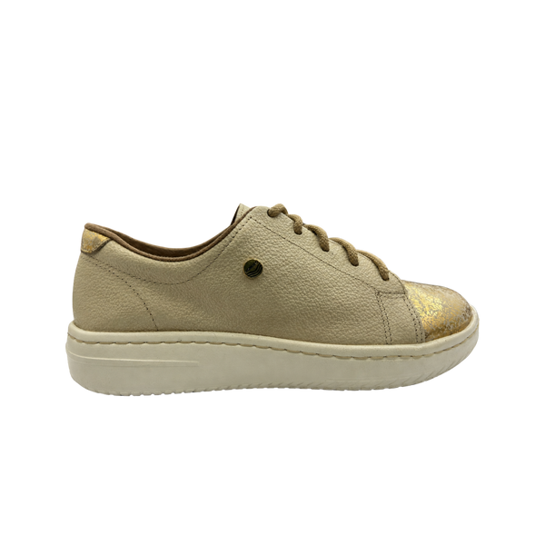 Tenis Casual Rómulo en Crema y Oro para Mujer — Ref. 3838