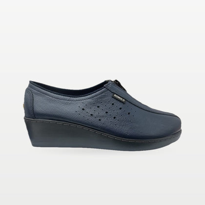 Botín Rómulo en Cuero Azul Navy para Mujer — Ref. 0875