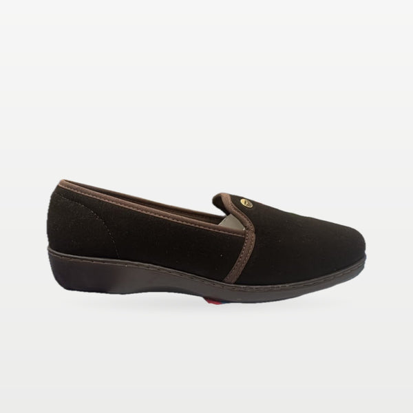 Zapato Rómulo en Textil Café para Mujer — Ref. 3811