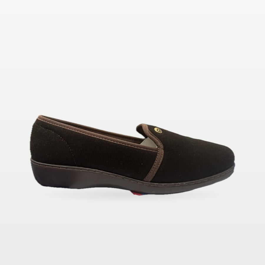 Zapato Rómulo en Textil Café para Mujer — Ref. 3811