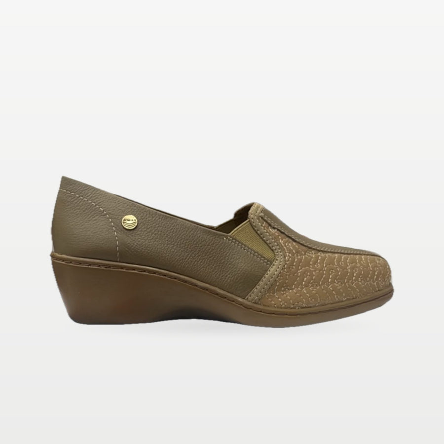 Zapato Rómulo en Cuero Taupe y Camel para Mujer — Ref. 3892
