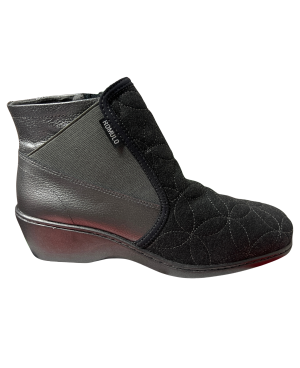 Bota Rómulo en Cuero y Textil Plateado para mujer