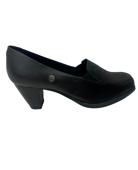 Zapato Tacón en Cuero Negro Para Mujer 4025
