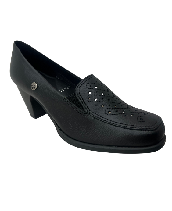 Zapato Tacón en Cuero Negro Para Mujer 4025