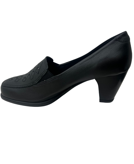 Zapato Tacón en Cuero Negro Para Mujer 4025