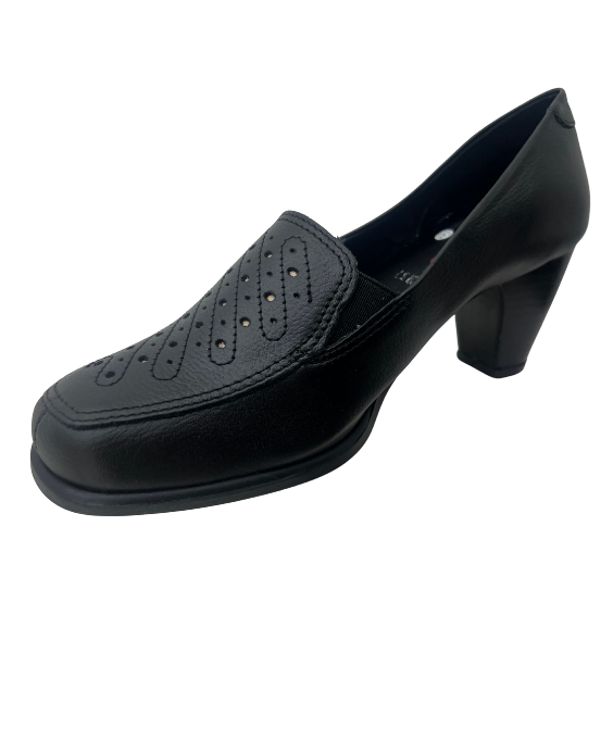Zapato Tacón en Cuero Negro Para Mujer 4025