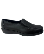 Mocasín Rómulo con Textura en Cuero Negro para Mujer 2511