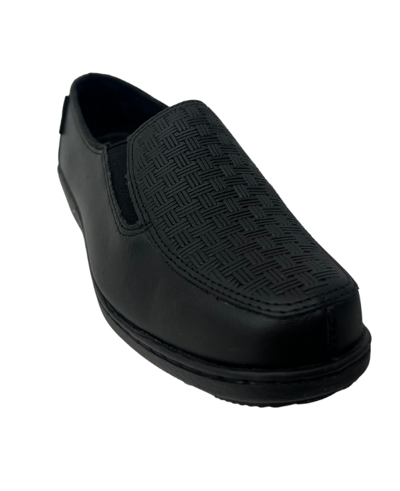Mocasín Rómulo con Textura en Cuero Negro para Mujer 2511