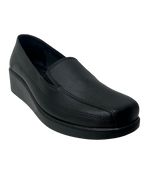 Mocasín Rómulo de Cuña en Cuero Negro para Mujer 1051