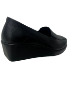 Mocasín Rómulo de Cuña en Cuero Negro para Mujer 1051