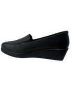 Mocasín Rómulo de Cuña en Cuero Negro para Mujer 1051