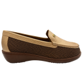 Mocasín Rómulo Combinado Textil y Cuero Bronce para Mujer — Ref. 3791