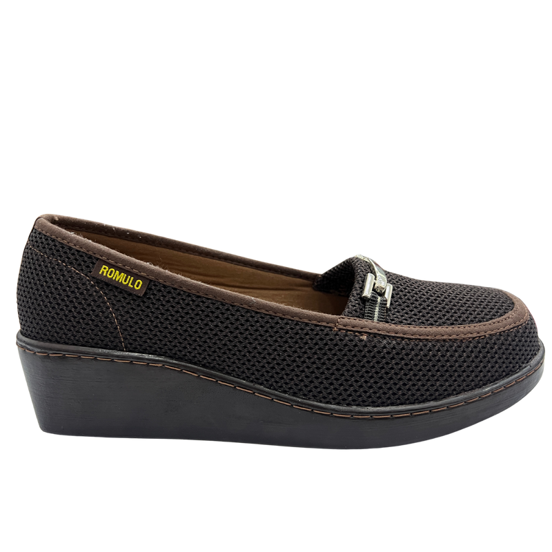 Zapato Rómulo en Textil Café para Mujer — Ref. 3016