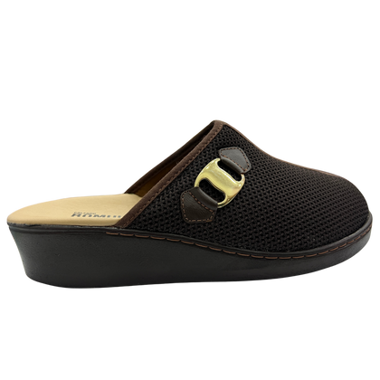 Zapato Rómulo Combinado Textil y Cuero Café para Mujer — Ref. 3054