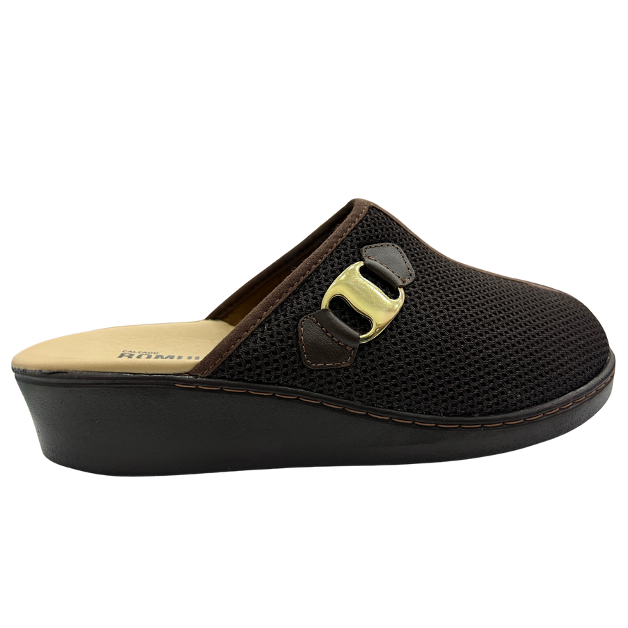 Zapato Rómulo Combinado Textil y Cuero Café para mujer