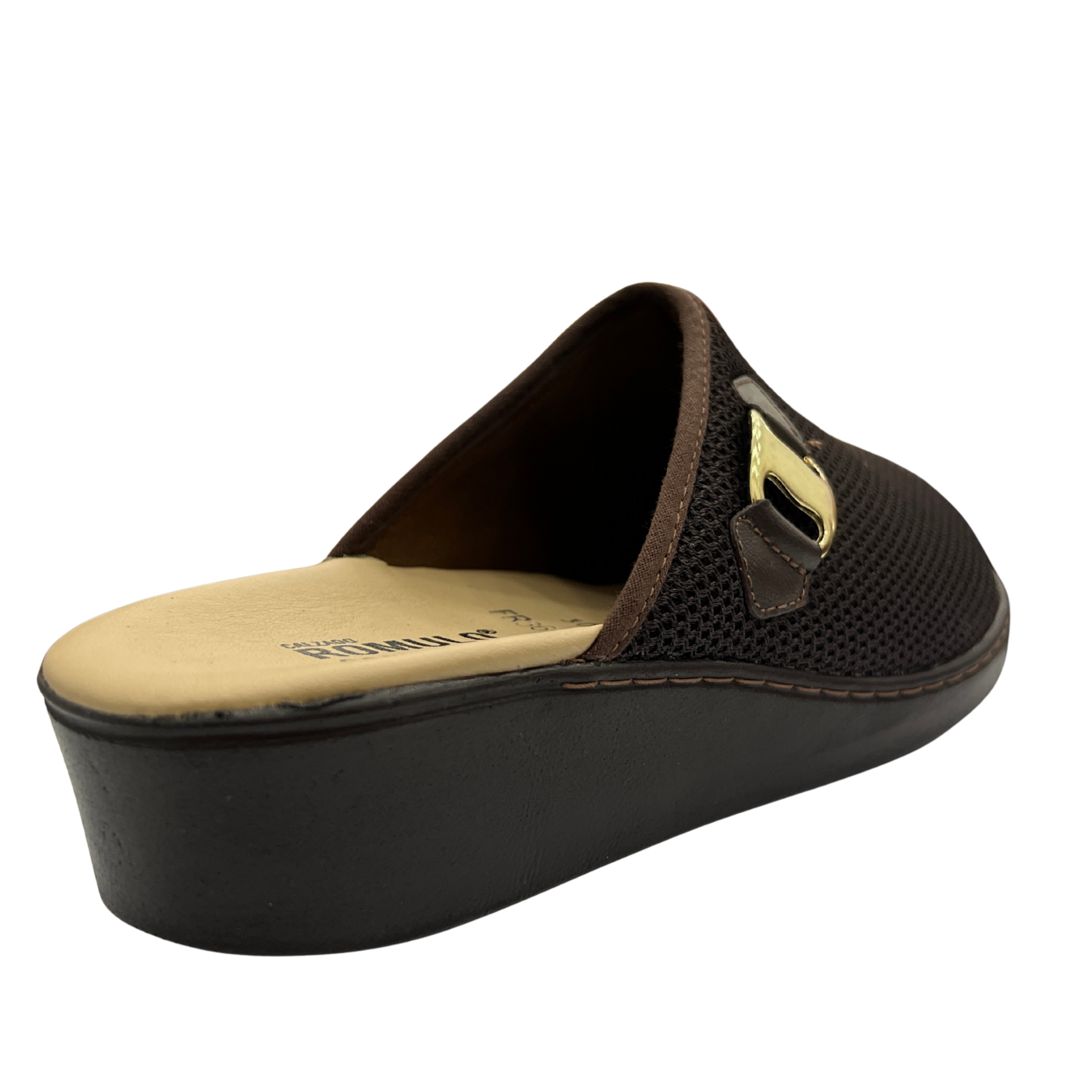 Zapato Rómulo Combinado Textil y Cuero Café para Mujer — Ref. 3054