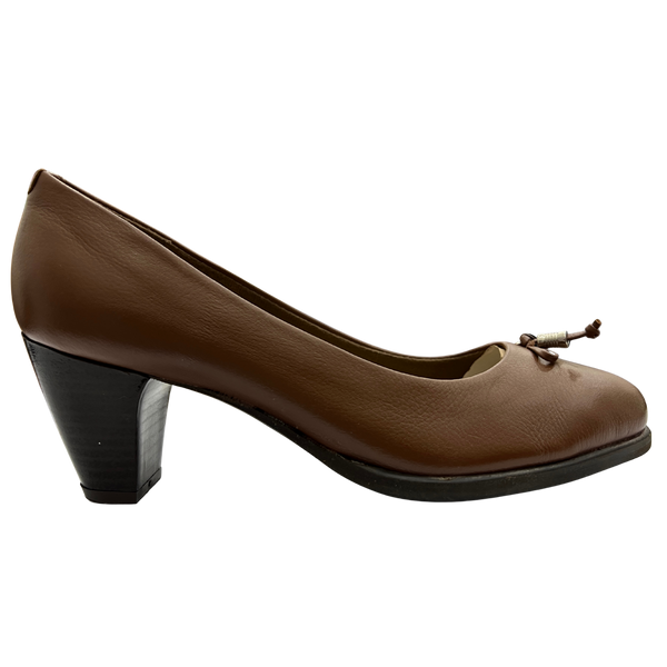 Zapato Rómulo de Tacón Alto en Cuero Coñac para mujer